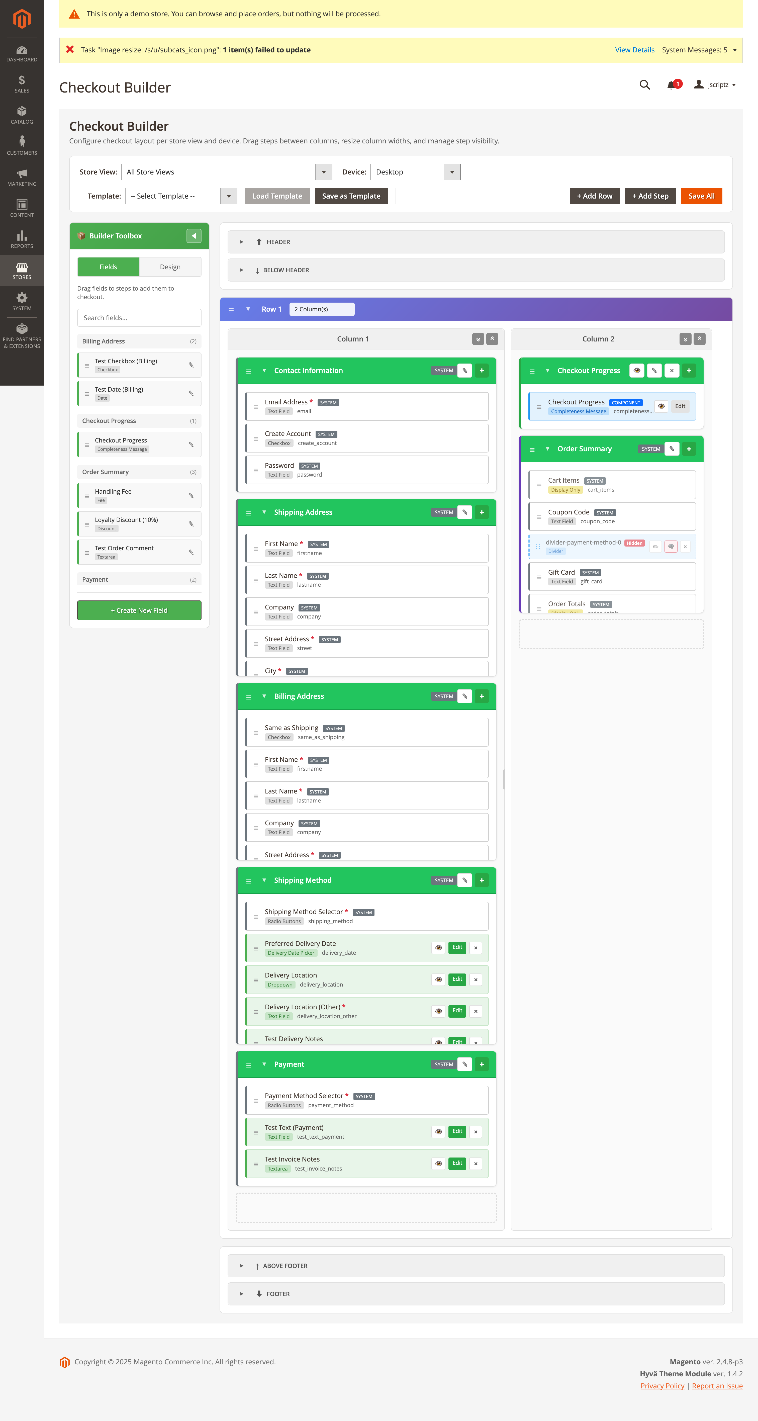 Checkout Builder Main Interface