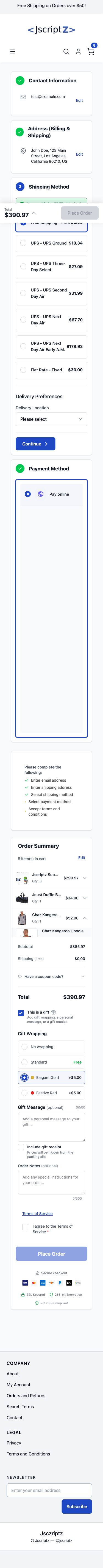 Mobile Checkout View