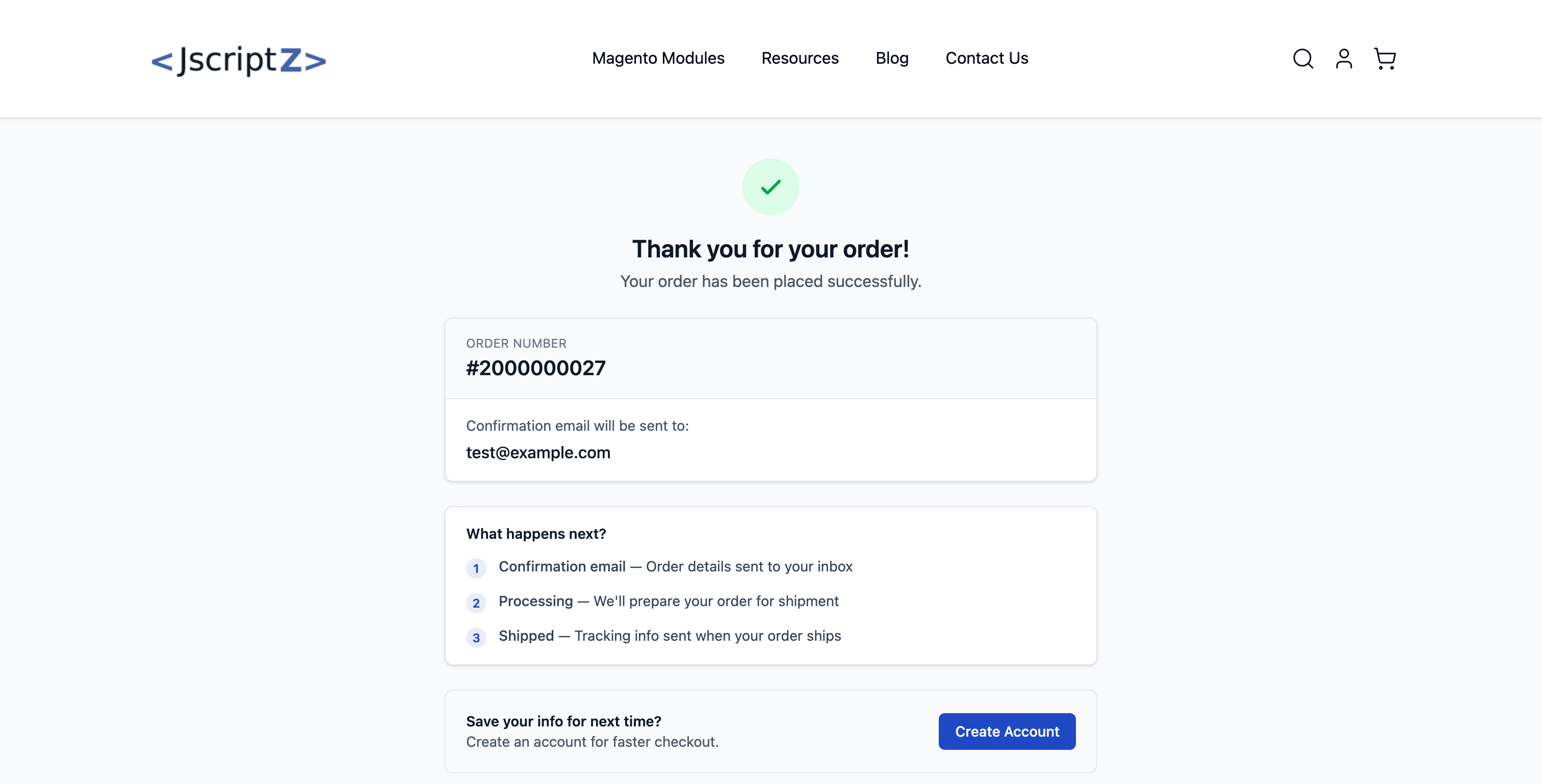 Order Success Page